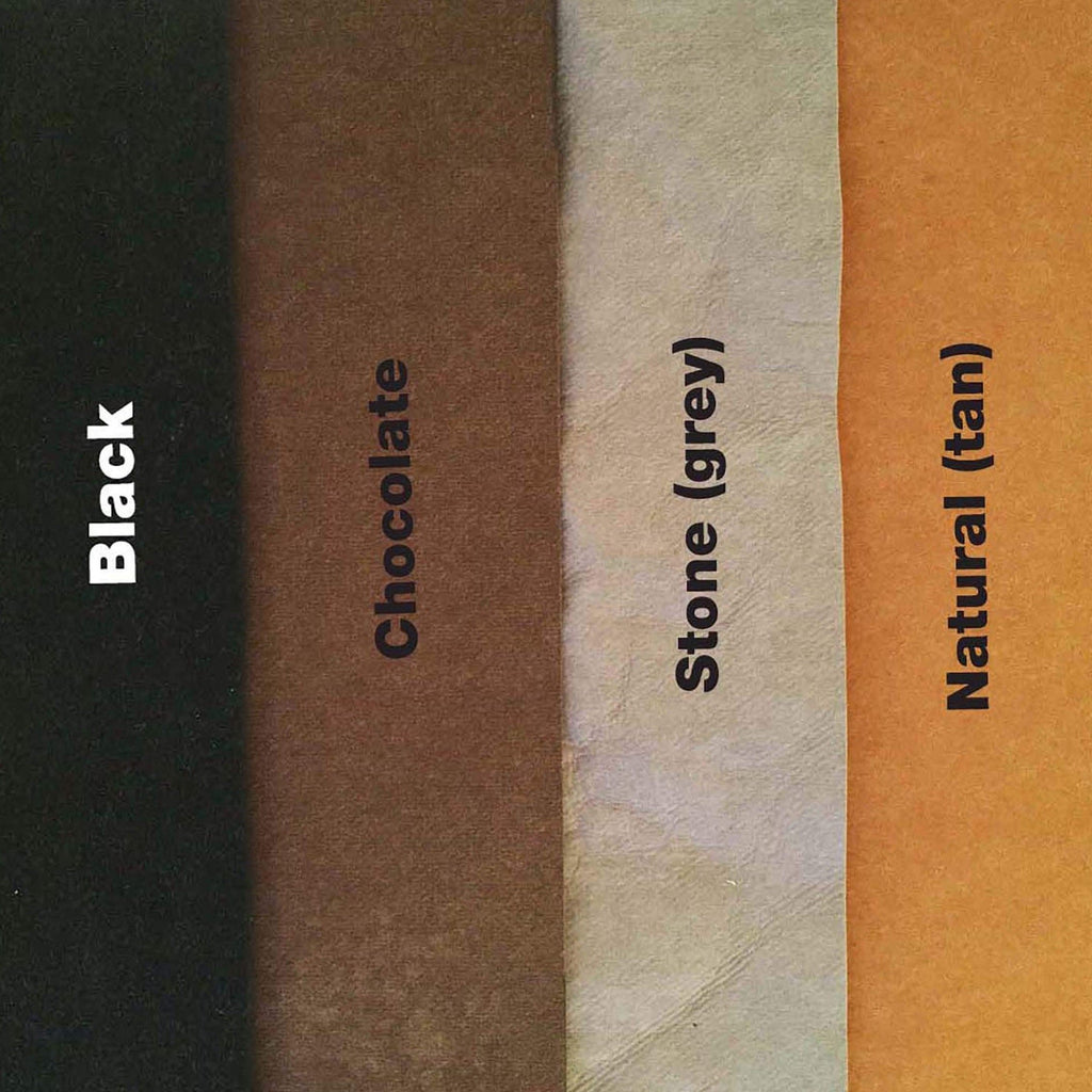 Choose from four colours – black, tan (natural), chocolate and grey (stone). 